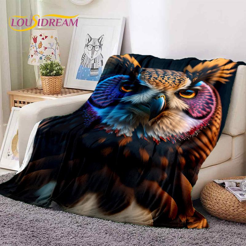 3D Cute Owl Eagle Birds Cartoon HD Soft Flannel Blankets,Throw Blanket Comfortable Blanket for Picnic Beds Home Bedroom Kid Gift