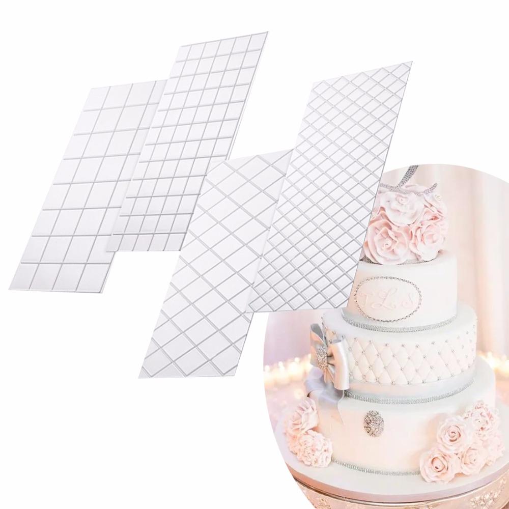 1Set/4PCS Sugarcraft Transparent Texture Mat Cake Border Decorating Tools Cake Mold Creative Dessert Plastic Molds