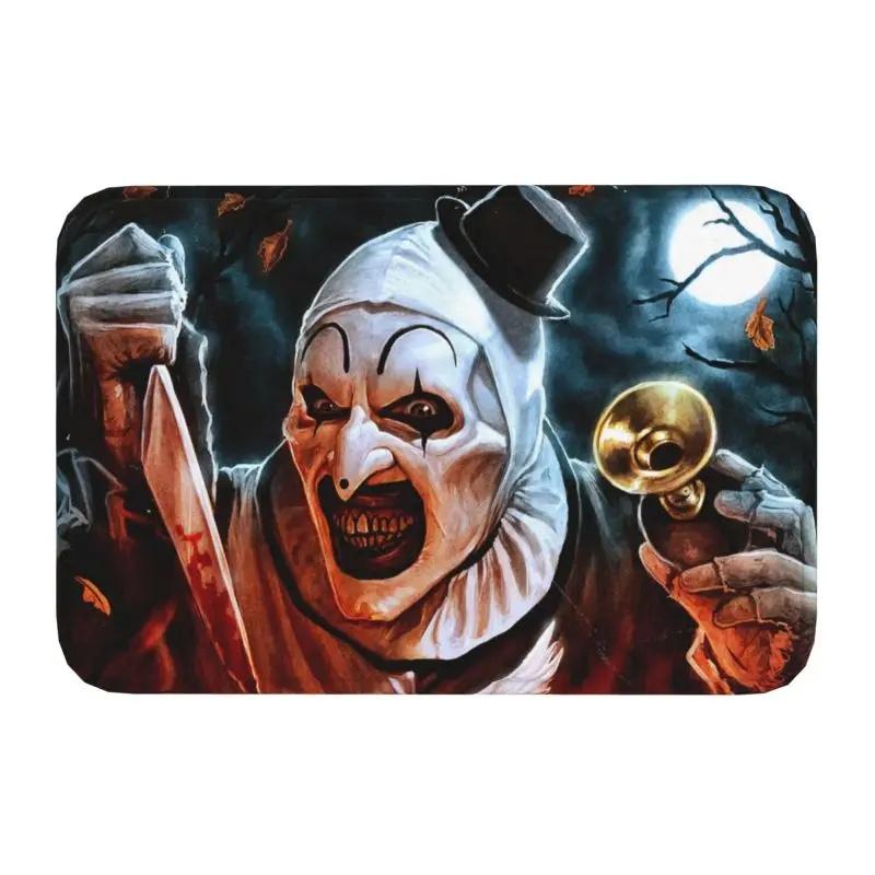 Horror Halloween Movie Terrifier Clown Front Door Mat Anti-Slip Indoor Absorbent Doormat Kitchen Balcony Entrance Rug Carpet