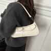 Vintage Solid Color Shoulder Crescent Bags for Women Versatile Ladies Double-pocket Underarm Bag Portable Female Pu Handbags