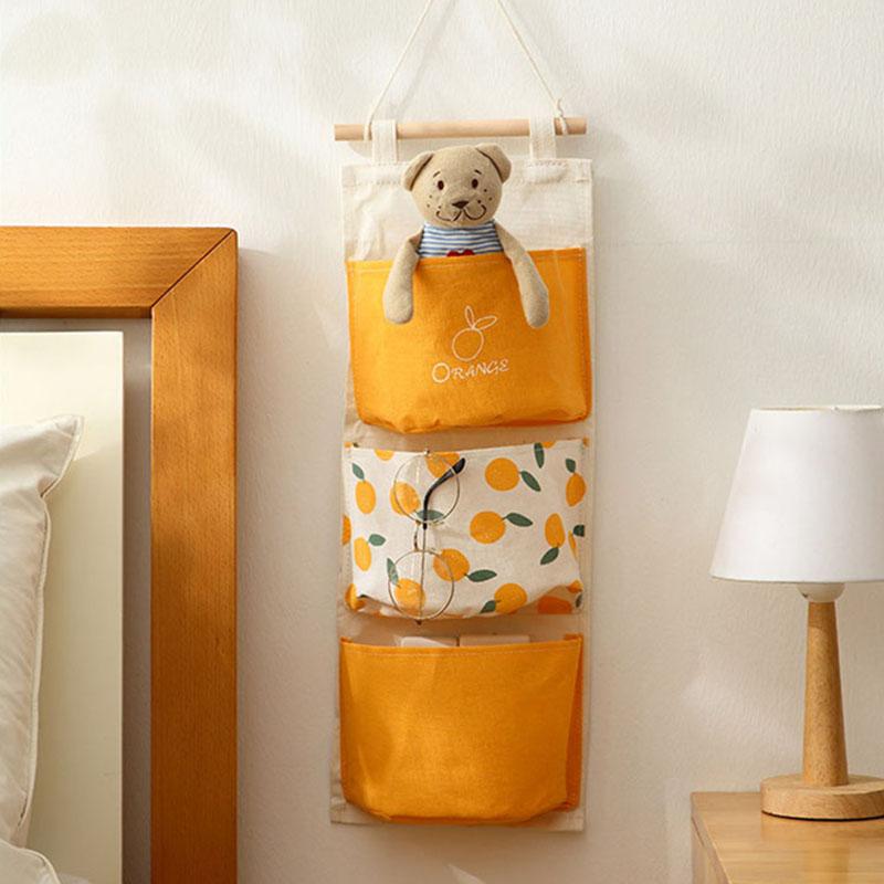 Multipurpose Hanging Storage Bag - Cotton and Linen Wall-mounted Door Bag Can Hold Mobile Phones and Dormitory Storage Supplies