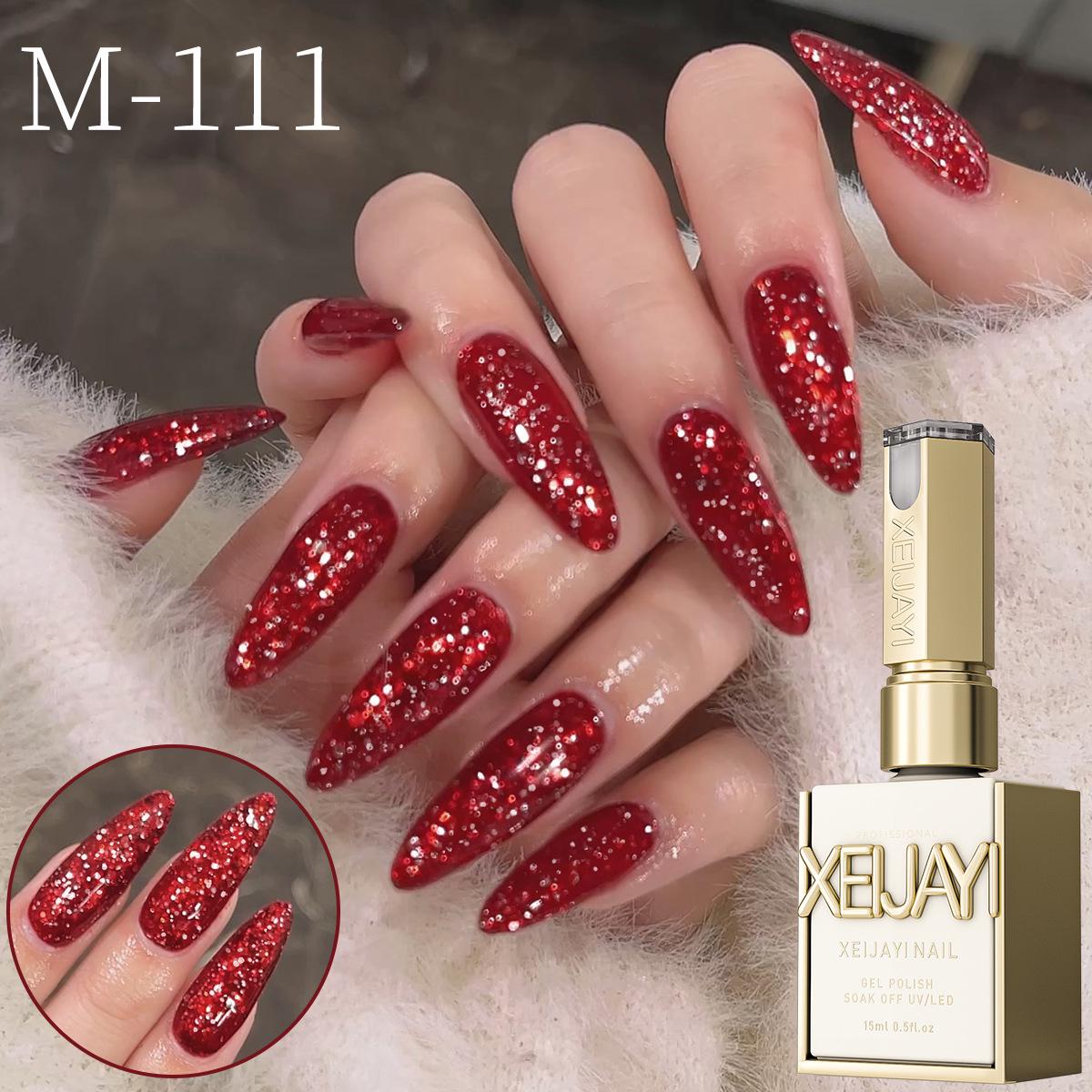 

2025 Burgundy Red Rose Glitter Gel Nail Polish