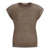 Shop   Women Mix See Through Round Sleeveless Daily Cap Sleeve KniT T shirT Navy