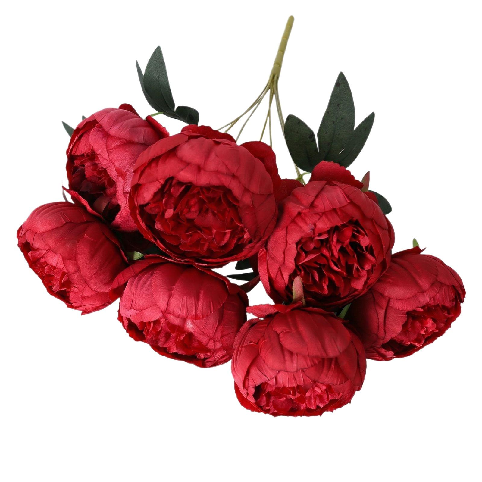 

Искусственный букет из 7 пионов и травянистых пионов. Идеально подходит для свадеб, домашнего декора, настенных композиций и букетов для рук. One Size красный
