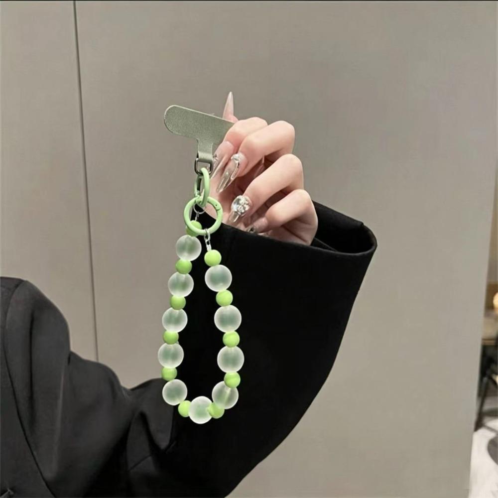Skin-Textured Matte Beaded Keychain Pendant Anti-lost Mobile Chain Lanyard For Women Girls