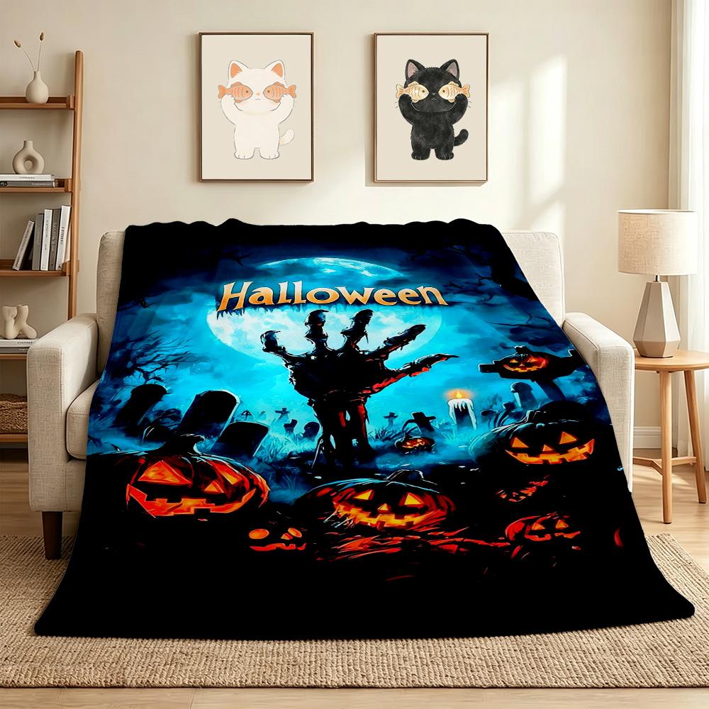 Halloween Night Flannel Blanket Throw Blanket Soft Warm Sofa Bed Camping home Decor Unique Christmas Gift C926361