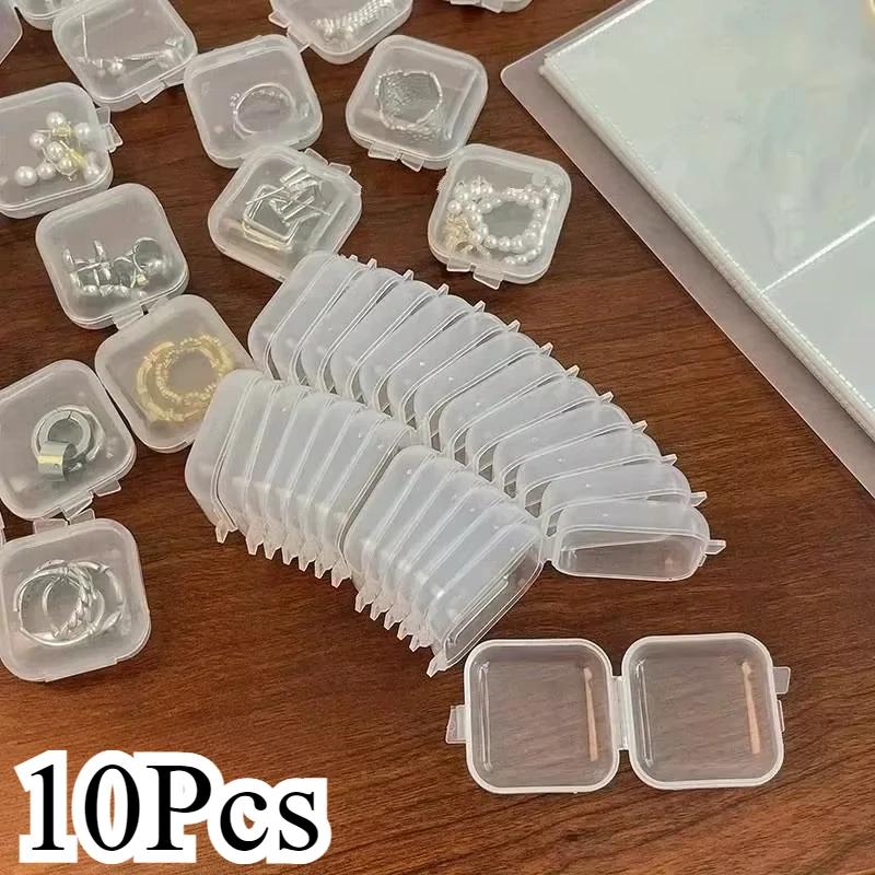 10 szt. Przezroczyste Małe Plastikowe Pojemniki do Przechowywania Anti Oxidation Przezroczysty Organizer na Biżuterię na Koraliki Kolczyki Naszyjniki Pierścionki