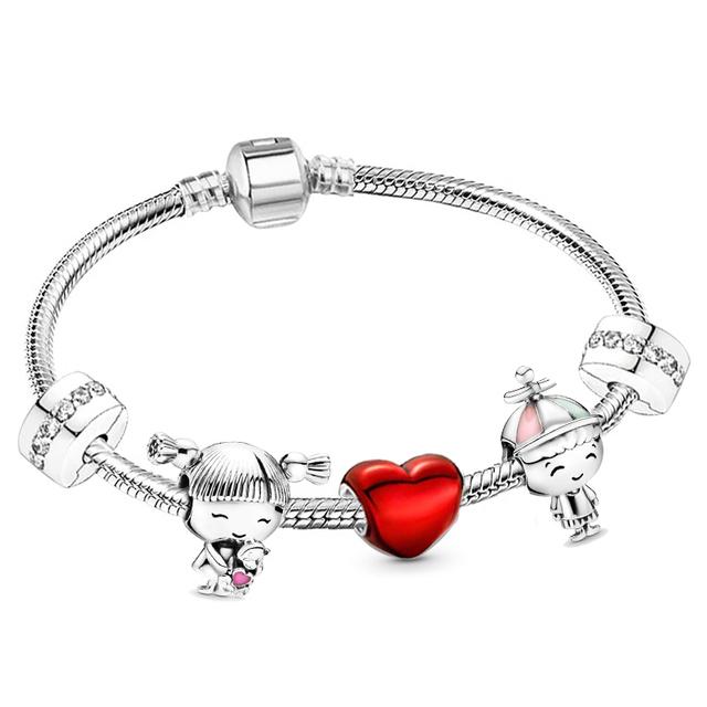 Love You Forever Beads Charm Bracelets Elegant Silver Color Snake Chain Bracelets For Women Lover Jewelry Gift Special Offer