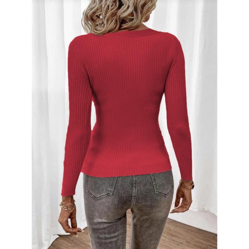 YYFS Damenmode, lässig, Herbst/Winter, einfarbig, mit Druck, lange Ärmel, O-Ausschnitt