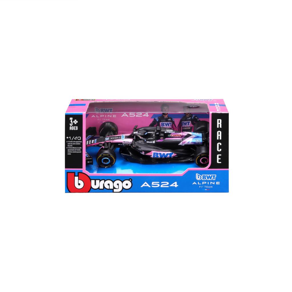 Bburago 2024 Model Alpine A524 Esteban Ocon Race Sports Car Diecast Model Car Finished Product 1/43 #31 / 18-38219 (#31)