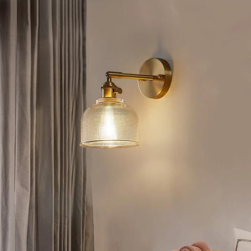 Nordic Creative Glass Wall Lamp Bedroom Bedside Corridor Corridor Sconce Lamp Room Decoration Retro Copper Attic Wall Lamp