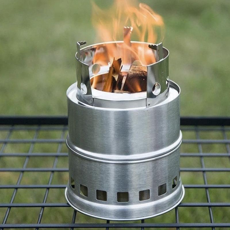 Compact Windproof Stainless Steel Camping Stove - Smokeless, Folding Travel Heater