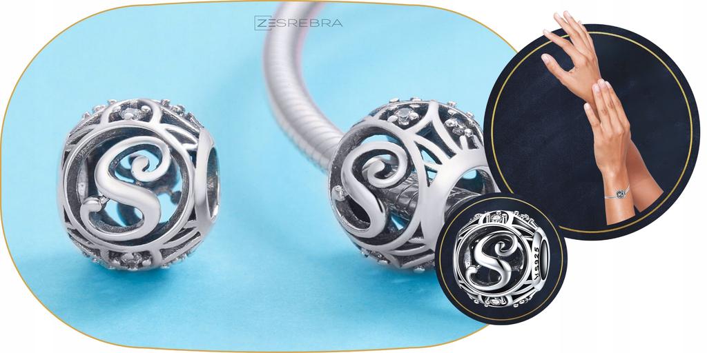 Charms Letter S S925 Bead Beads Openwork Zircons Openwork Letter