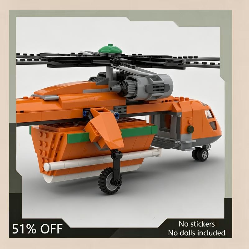 453PCS Helicopter Model MOC Aircraft Custom Puzzle DIY Creative Assembly Building Blocks Toy Collection Gift