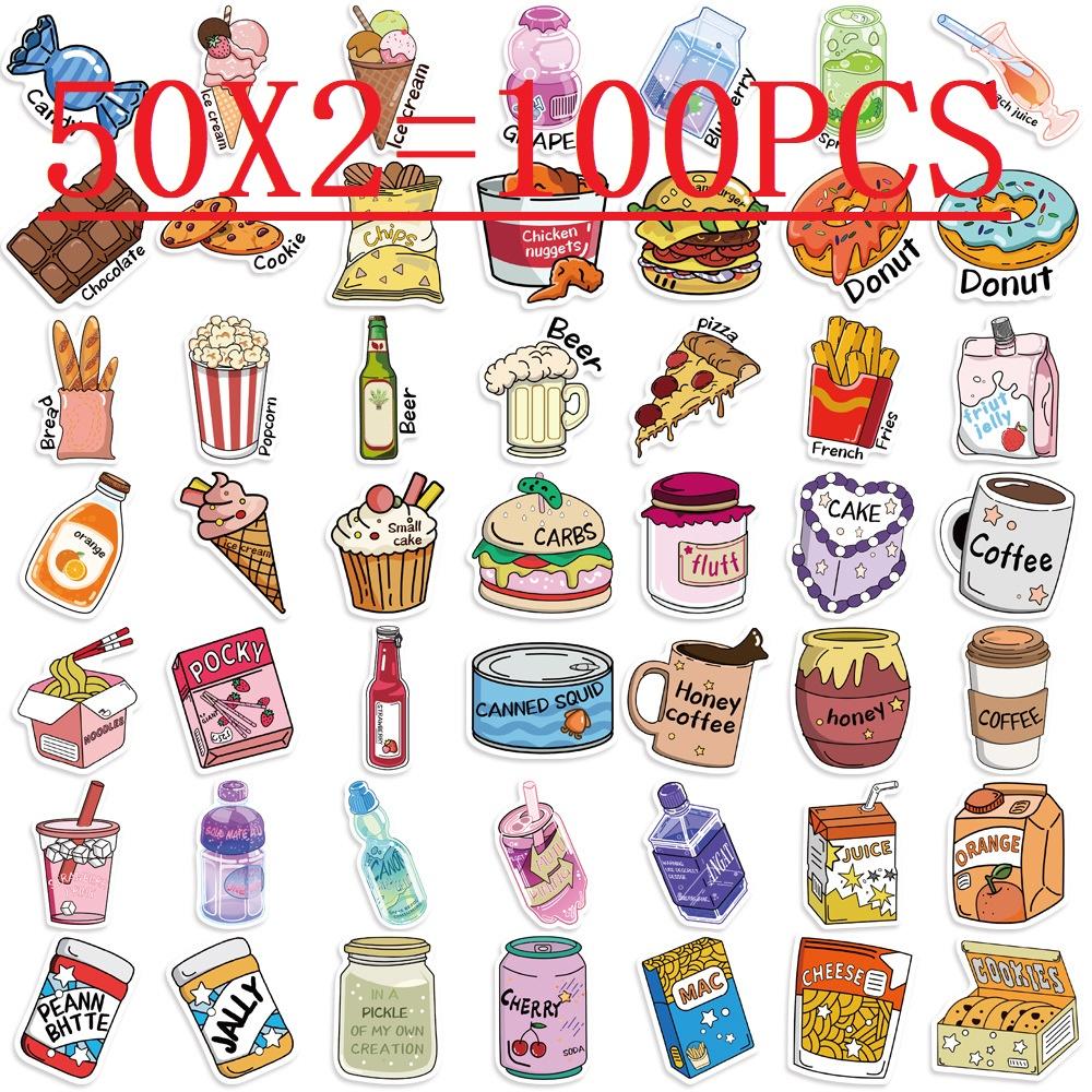 50/100PCS Hand drawn Snack Club Graffiti Stickers Guitar Notebook Luggage DIY Waterproof Desk Stationery Stickers