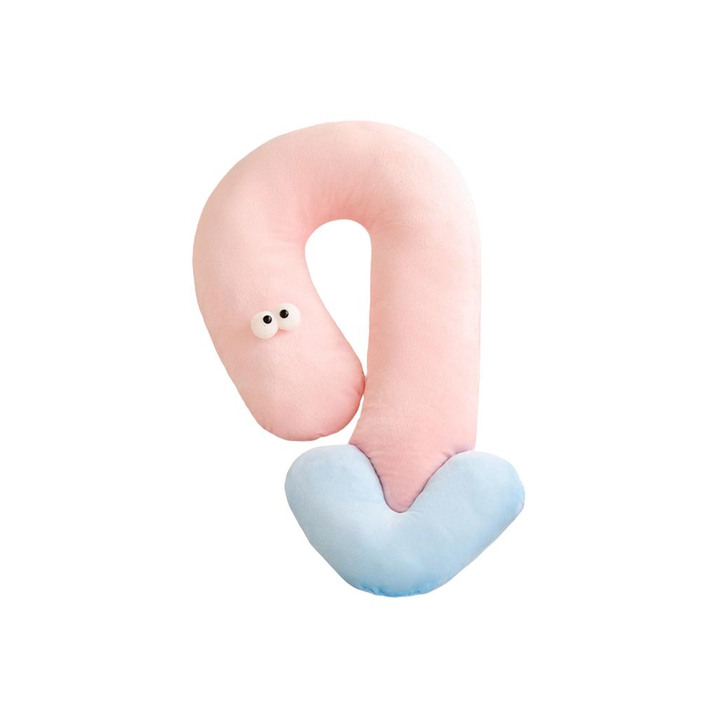 Niedriges Fragezeichenförmiges Katzenkissen, Weiches Haustier-Nackenkissen für Katzen, Ergonomische Halswirbelstütze Haustierbettmatte, Plüsch-Katzenkissen mit PP-Baumwolle