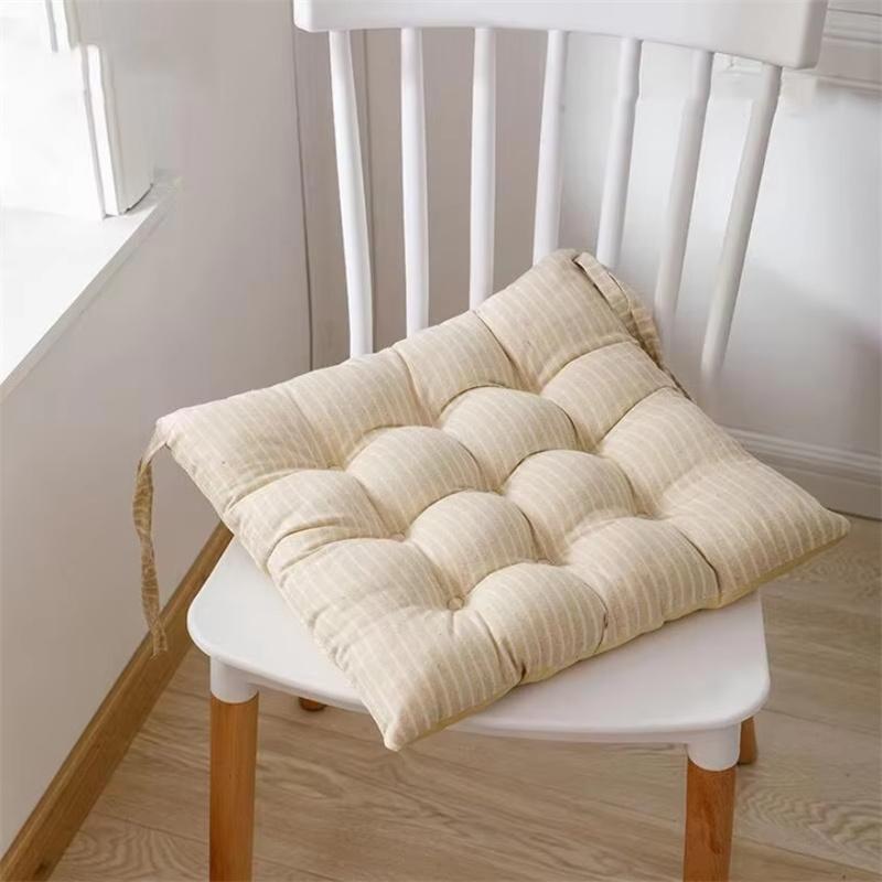 Warm Tone Simple Striped Print Chair Cushion Household Office Sedentary Thicken Soft Seat Pad Home Decor Non-slip Chair Mat