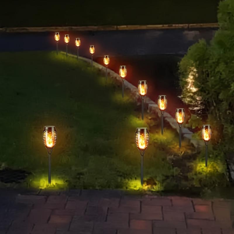 8PCS Solar Flickering Flame Light - Warm, Decorative Analog Flame Light Garden | Flickering Flame Effects | Durable Plastic, LED Light
