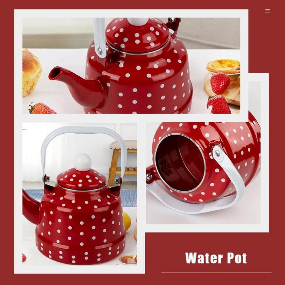European Style Enamel Tea Kettle Enamel Ancient Bell Pot Exquisite Tea Pot  Outdoor