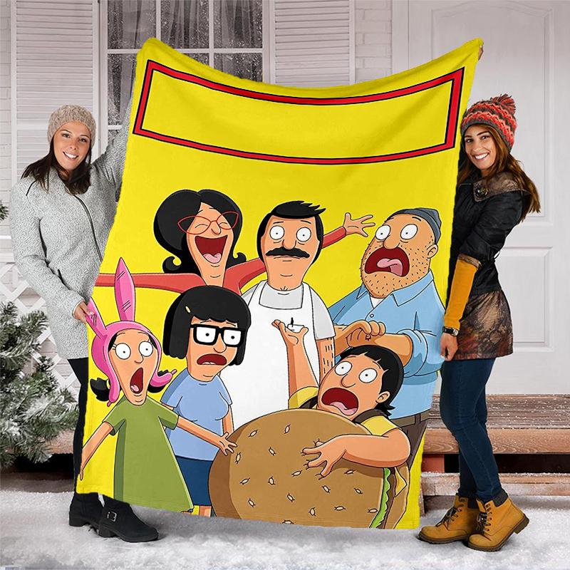 Bob's Burgers Theme Printed Blanket - Perfect for Couch, Bed, Travel & Outdoor Use | Machine Washable, Cozy & Durable.