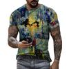 Summer Retro Men's T-shirt Trend Street Personality Tough Guy Sports Short Sleeved O-neck Wide Shirt