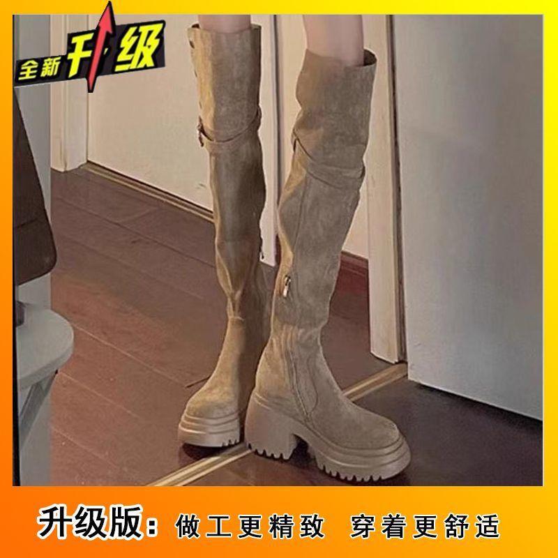 Retro Style Two Wear Folded Thick-soled Martin Boots Fashionable Versatile Thick Heel Knee Boots 2025 Autumn and Winter New