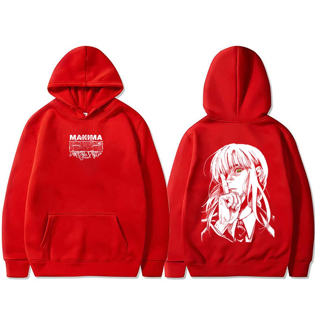 Chainsaw Man Hoodie Vintage Manga Makima Eyes Graphic Pullover Hoodies Men Women Cartoon Casual Oversized