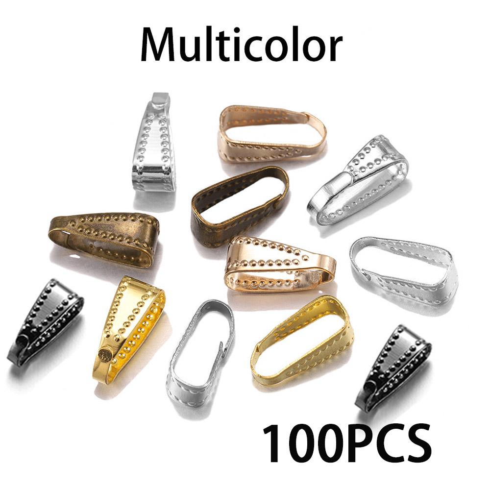 50-100pcs/lotPendant Clips Pinch Bail Clasps Buckle Charm Necklace Hook Connector For DIY Jewelry Making Cameo Tray Finding