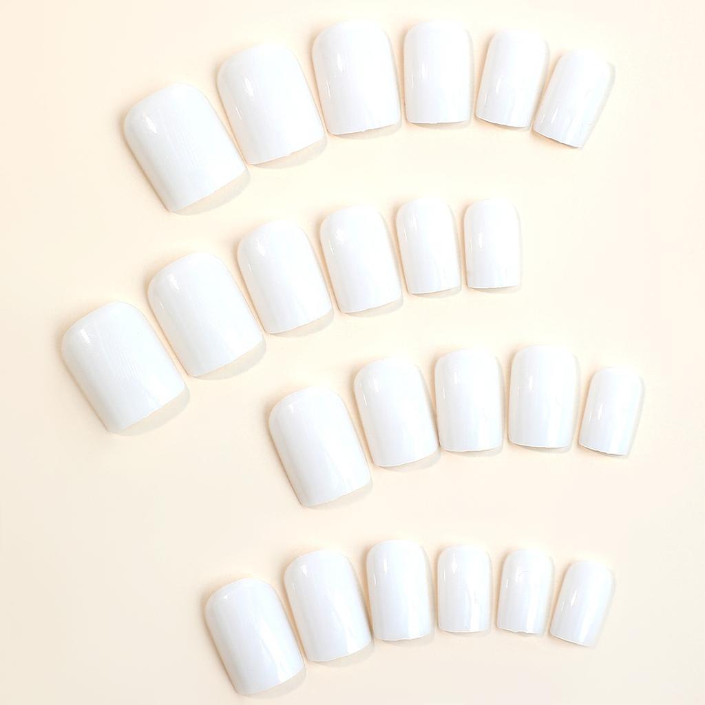 24pcs Short Square Solid Color False Nails, Simple Style, With 1pc File And 1pc Jelly Gel Press On Nails Nail Supplies