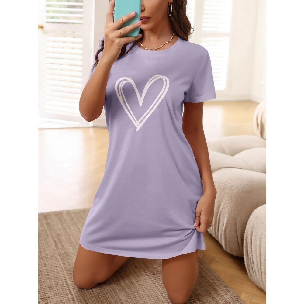 Women's Love Printing Short Sleeves Comfortable Home Casual Sexy Can
