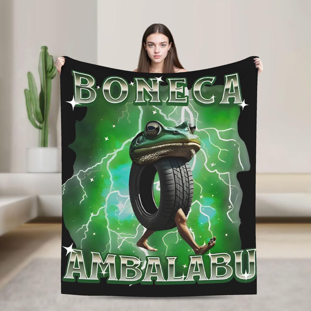 Italian Brainrot Tralalelo Tralala Tung Tung Tung Sahur Meme Fleece Blanket Throw Blanket for Bed Sofa Couch Plush Thin Quilt