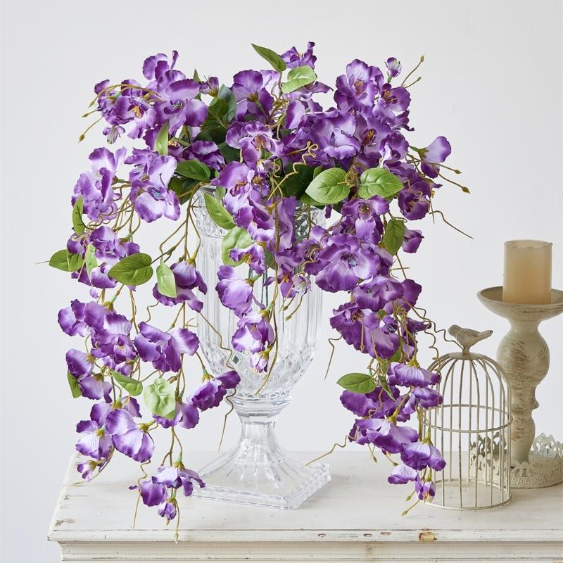 Cascading Hanging Flower Accent, Artificial Silk Wall Decoration 22.8in for Porch Window Entryway and Room Home Display