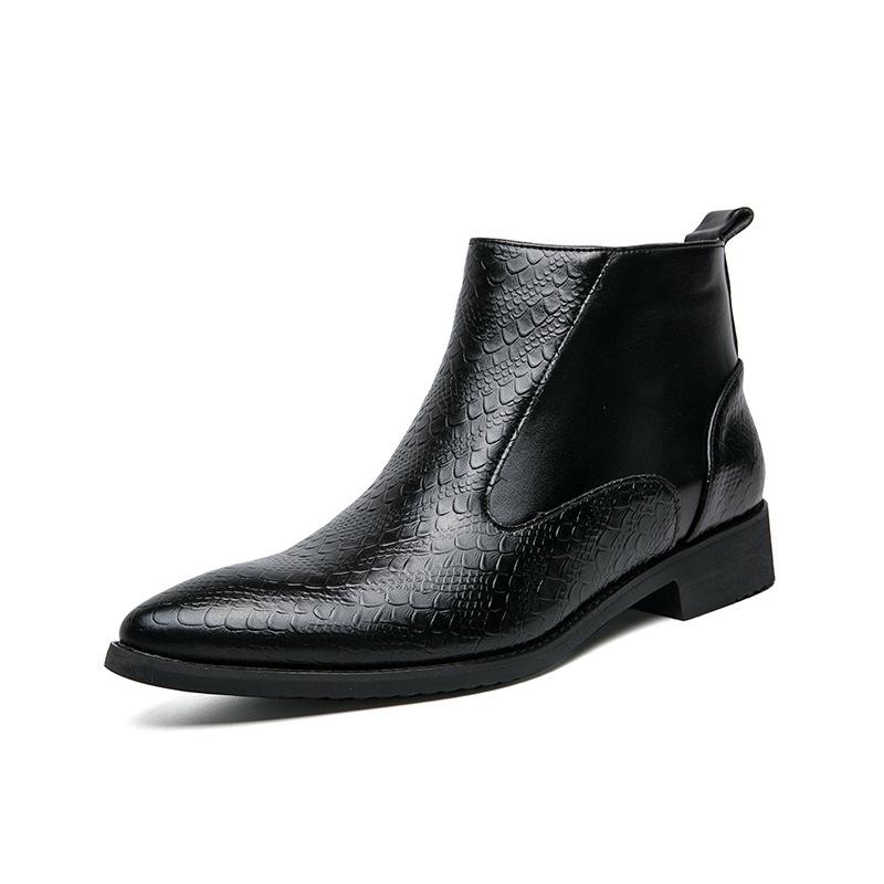 

Большие размеры Ботинки Челси Мужские британские остроносые ботинки Размер 38-48 Ботинки Мартин Короткие ботинки Высокие кожаные туфли на молнии 38 чёрный