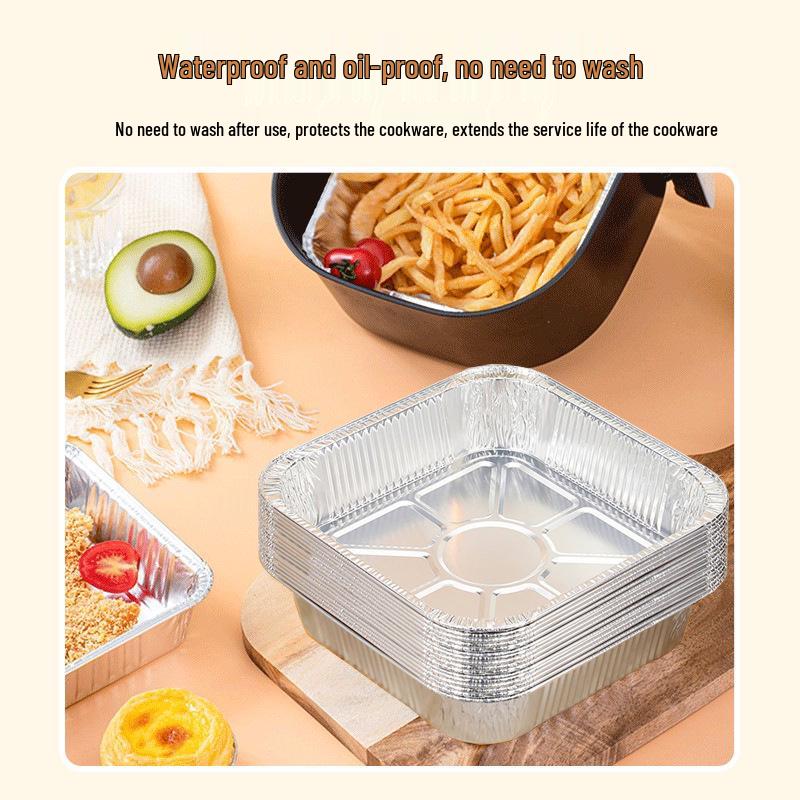 Quadratische, verdickte Lebensmittelechte Alufolienpfanne zum Backen und Grillen - Einweg-Aluminiumfolienbox