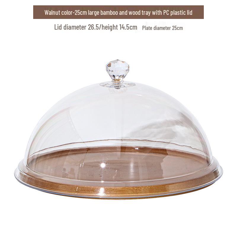 Round Dessert Tray with Transparent Lid - Fruit Tasting Display Cover