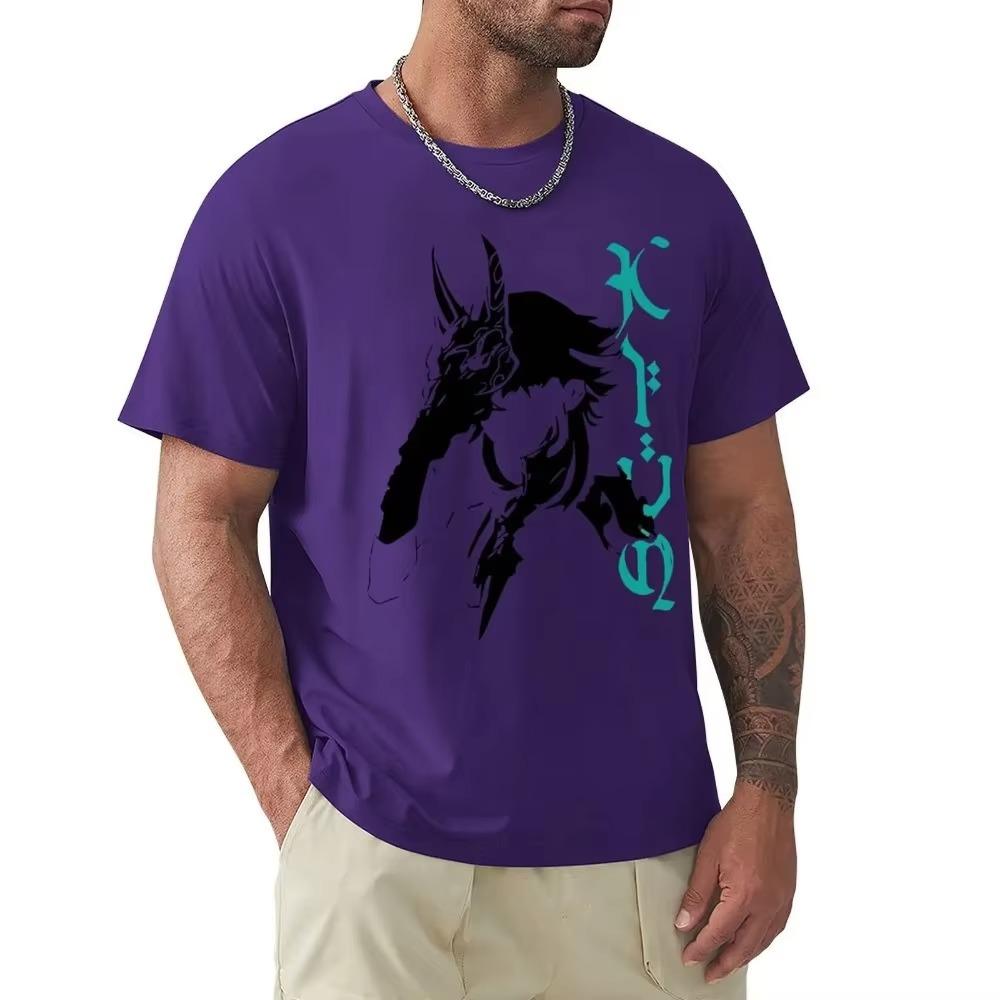 Genshin Impact Xiao Portrait T-Shirt Men Game Manga Awesome 100% Cotton Tees Round Collar Short Sleeve T Shirts Printed Tops