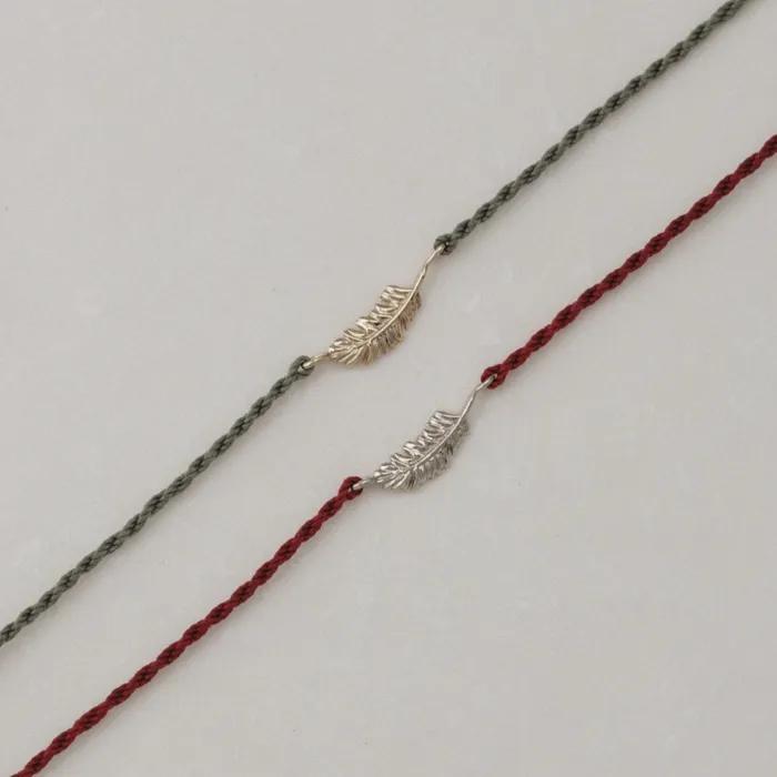 [14k]_feather of freedom cord bracelet.