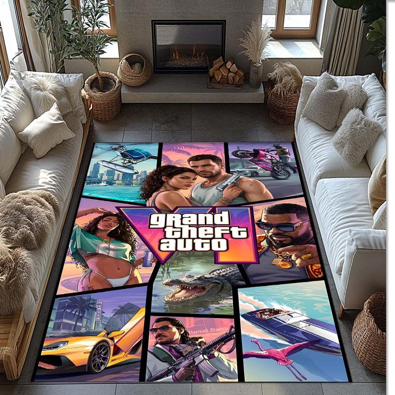 GTA Crystal Velvet Rug, Soft Anti‑Slip Crystal Velvet Carpet for Living Room Bedroom Home Decor