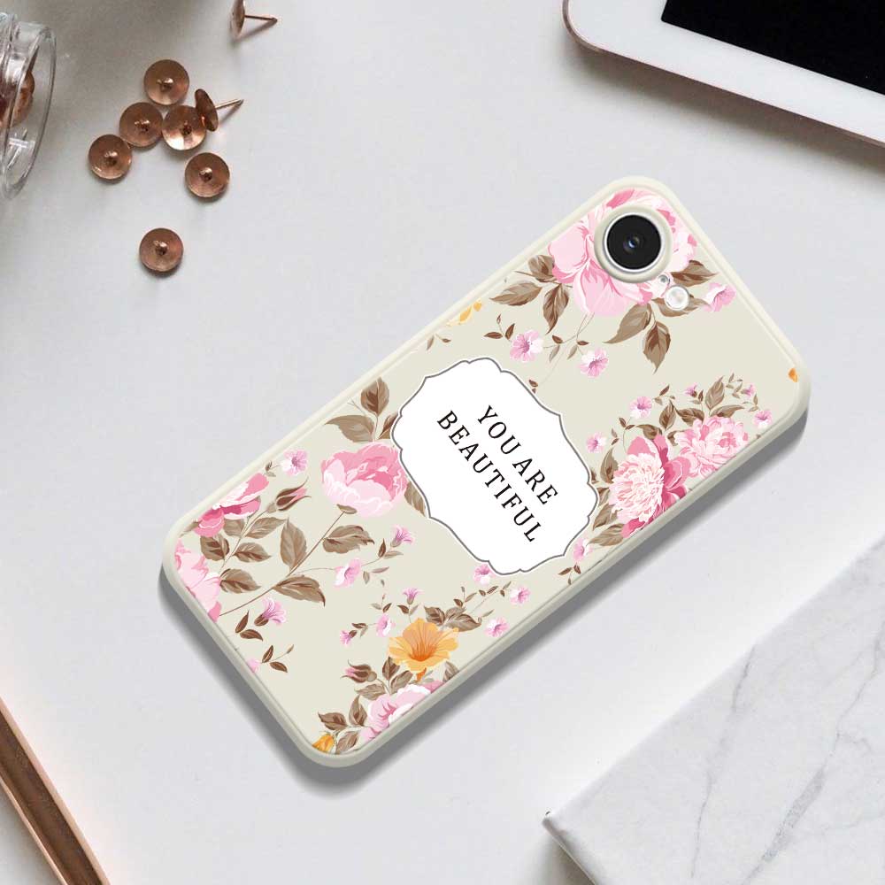 For iPhone 16e Case Beauitful Flowers Pattern Printing Straight Edge TPU Phone Back Cover
