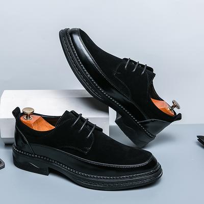 Brand Men's Suede Leather Shoes Soft Sole Non Slip British Style Flat Bottom Loafers Commuting Outdoor Men's Work Shoes