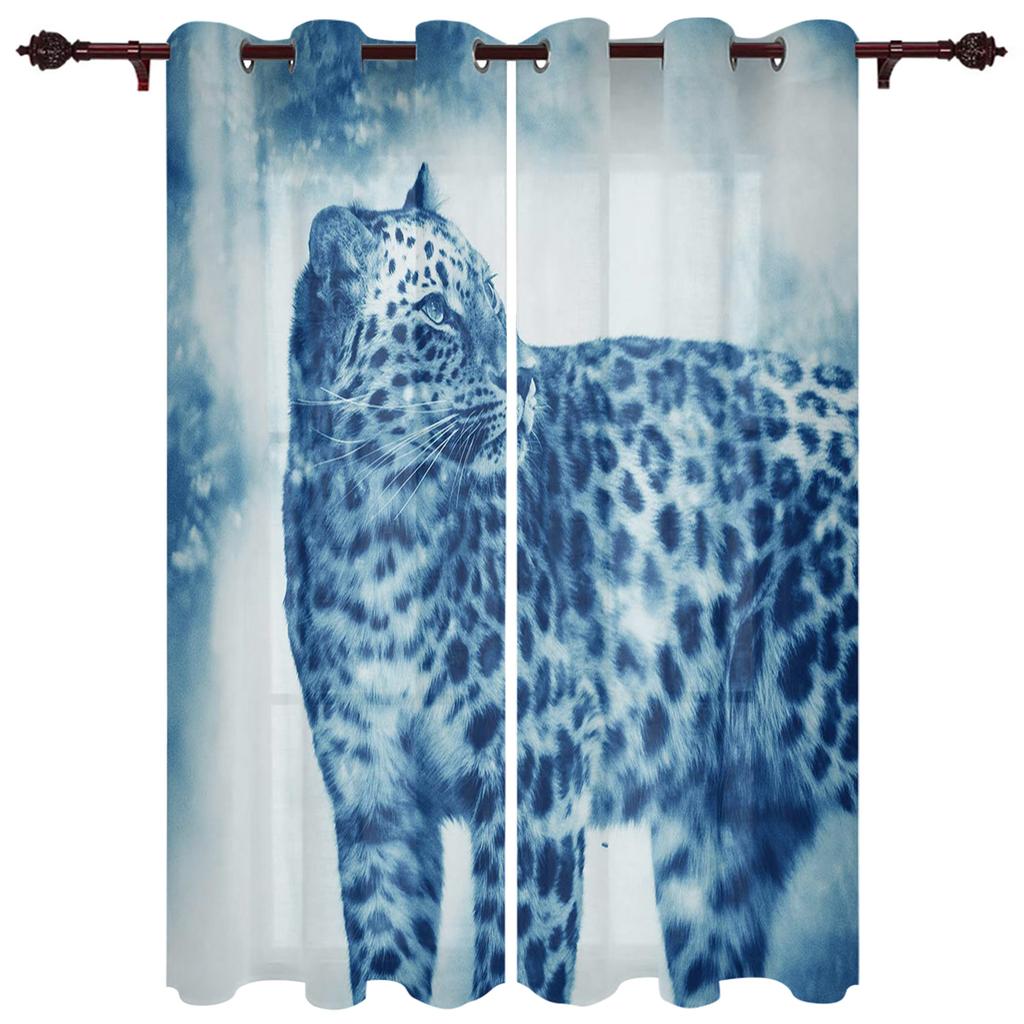 Leopard Afrika Beast Fierce Gaze Vorhänge für Kinderzimmer Küche Paravent für Wohnzimmer Urlaubsdeko Voile Vorhang