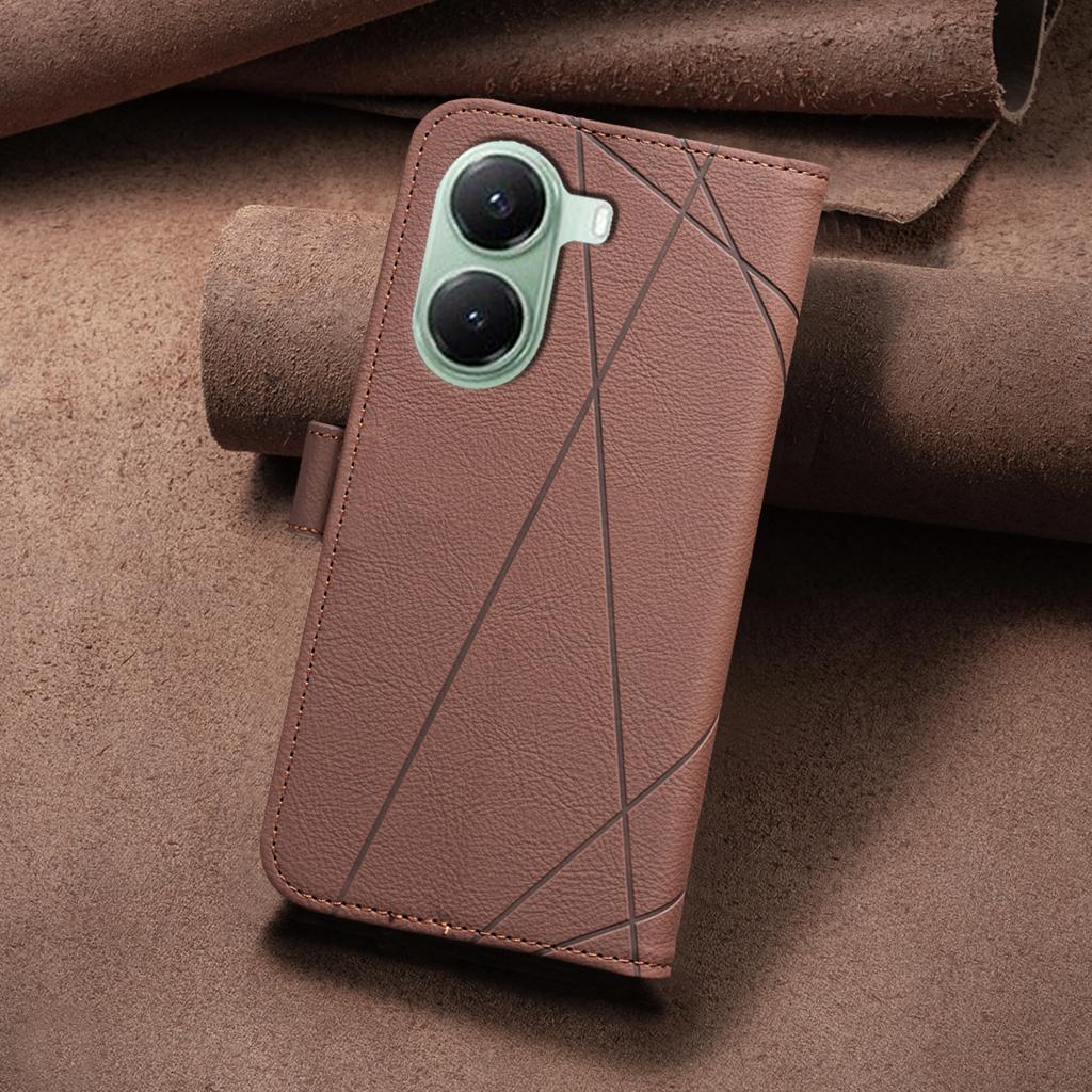 For Xiaomi Redmi Turbo 4 5G/Xiaomi Poco X7 Pro 5G Case BINFEN COLOR BF35 Geometry Imprinted Leather Phone Cover RFID Blocking Wallet Stand