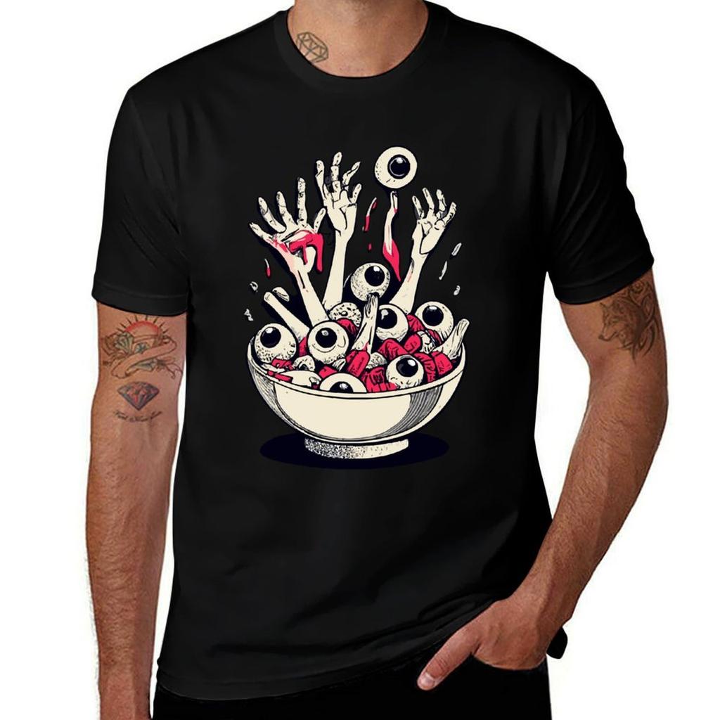 Cereal Bowl of Death Cool Horror Design TShirt Athletic Fit Sports Short Sleeve Top