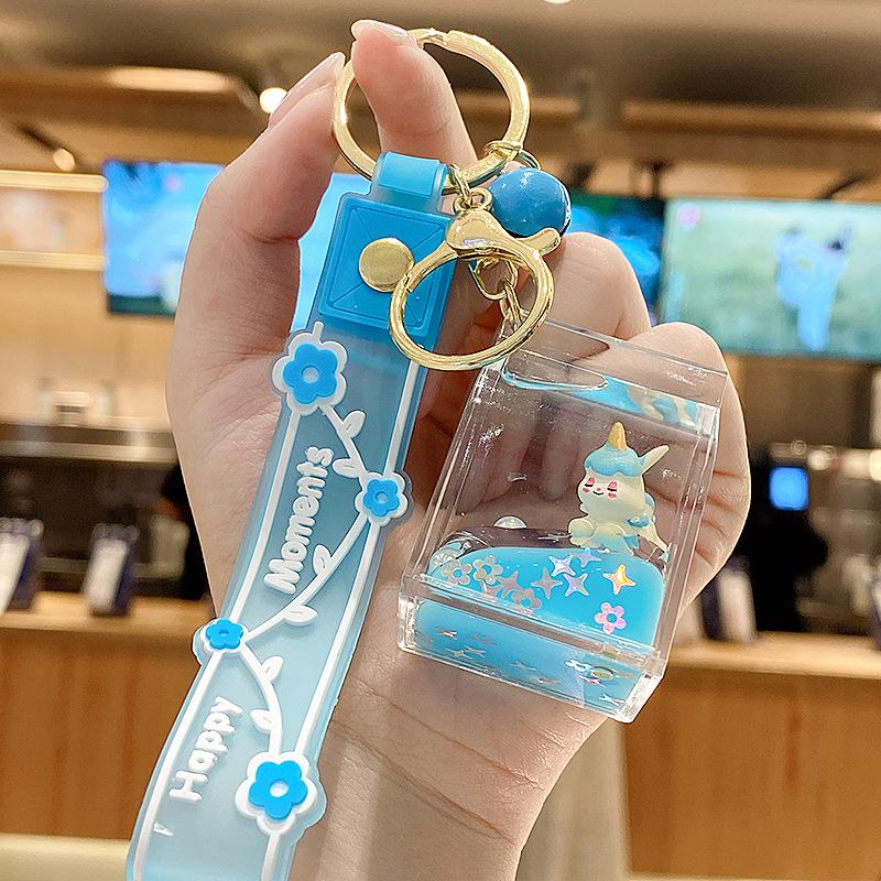 Purple Star Liquid Quicksand Keychain with Cherry Blossom Oil-Filled Pendant - Cute 3D Backpack Charm for Women