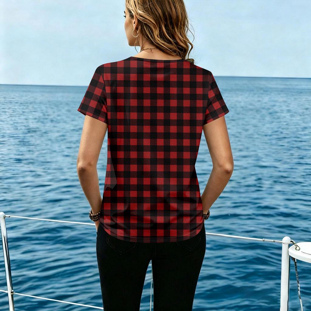 Women's Fashion Neck Striped Print Casual T-Shirt Top