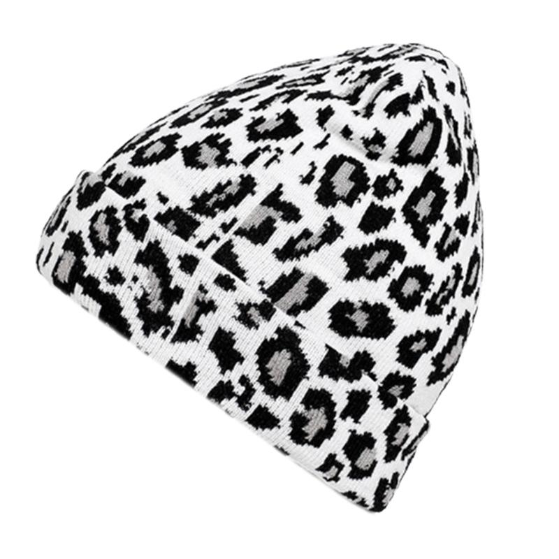 Vintage Wool Hat Leopard-print Knitted Hat Ear Protect Warm Autumn Winter for Boys Girls Xmas Halloween New Year Party