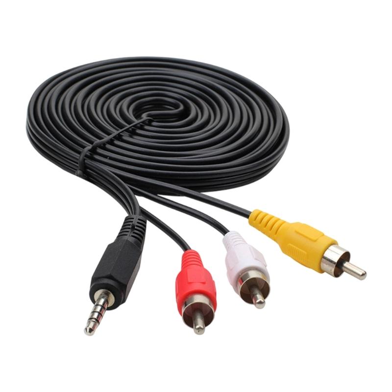 3.5mm Male to 3RCA Male AV Cable Delivering Uncompressed Sound Video Quality Across Multiple Platforms