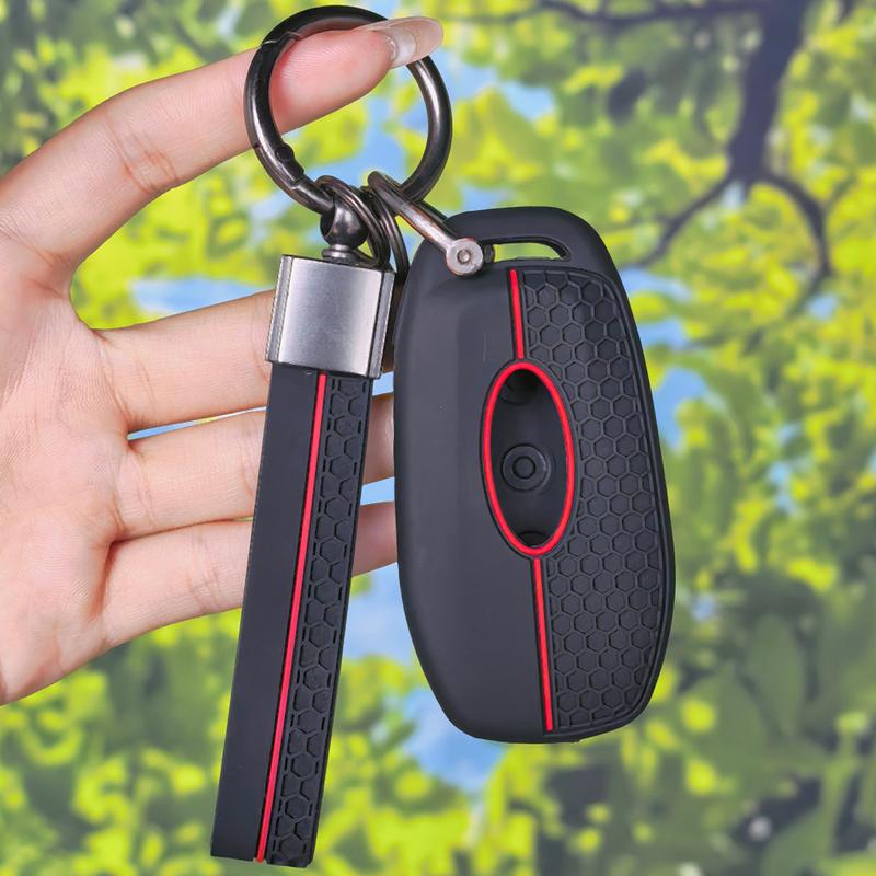Durable Honeycomb Silicone Key Skin With Keychain For 2015 2016 2017 Ford Fusion F150 F-150 Folding Remote Car Key