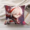Kaedehara Kazuha Genshin Impact Cushion Cover Silky Short Plush Invisible Zipper Dustproof Sofa Pillow Case For Home Decor