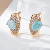 Oval Cut Blue Natural Snowflake Zircon Drop Earrings For Women Luxury  Rose Gold Color Crystal Daily Fine Jewelry